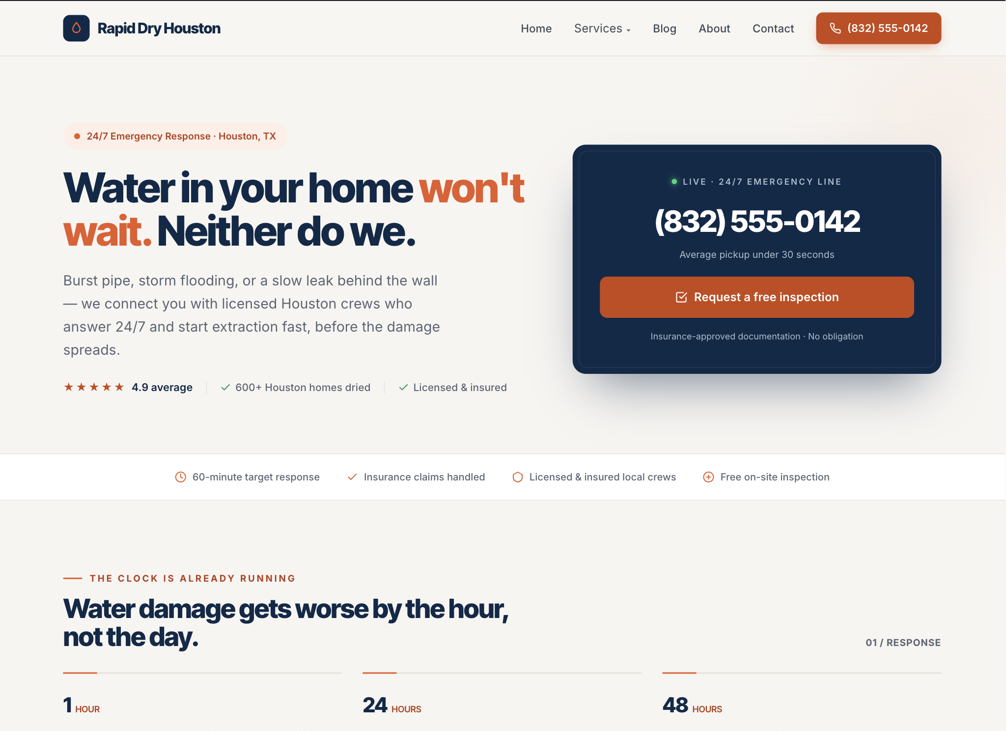 Rapid Dry Houston — A WordPress Site That Scores 100/100 Like a Static Build